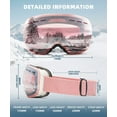 thumbnail image 5 of KALIYADI Ski Goggles for Men Women Youth, OTG Snow Goggles with Anti Fog and UV Protection Over Glasses Vlt 10% (Clear Pink), 5 of 8