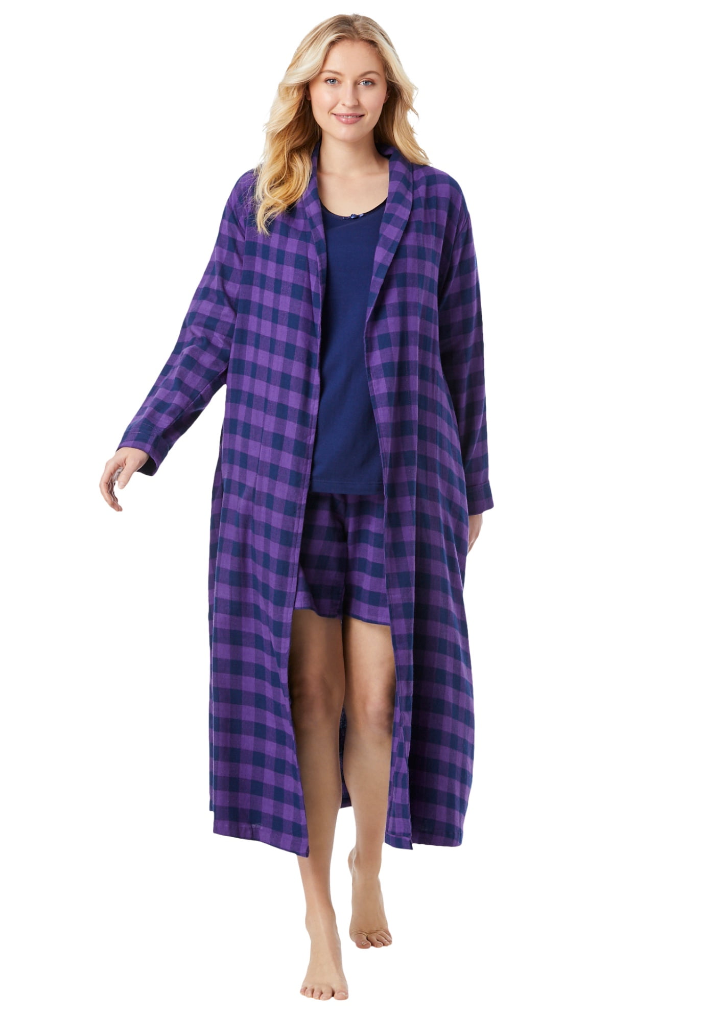 Dreams & Co. Dreams & Co. Women's Plus Size Long Flannel Robe Robe