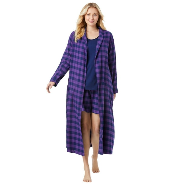 Dreams & Co. Dreams & Co. Women's Plus Size Long Flannel Robe Robe