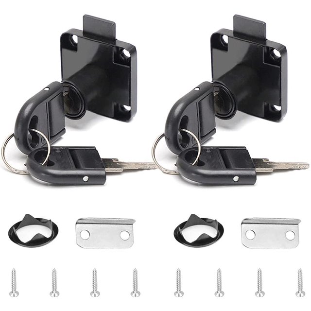 2 piezas de cerradura de cajón de escritorio negro cerradura de aleación con 4 llaves cerradura de cilindro de muebles para armario de cajón de buzón de oficina XianweiShao 1327533305709