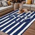 thumbnail image 2 of Fsddascl Navy Blue Anchor Outdoor Rug for Patio/Deck/Porch, Non-Slip Large Area Rug 4 x 6 Ft, Nautical White Horizontal Striped Indoor Outdoor Rugs Washable Area Rugs, Reversible Camping Rug Carpet, 2 of 5