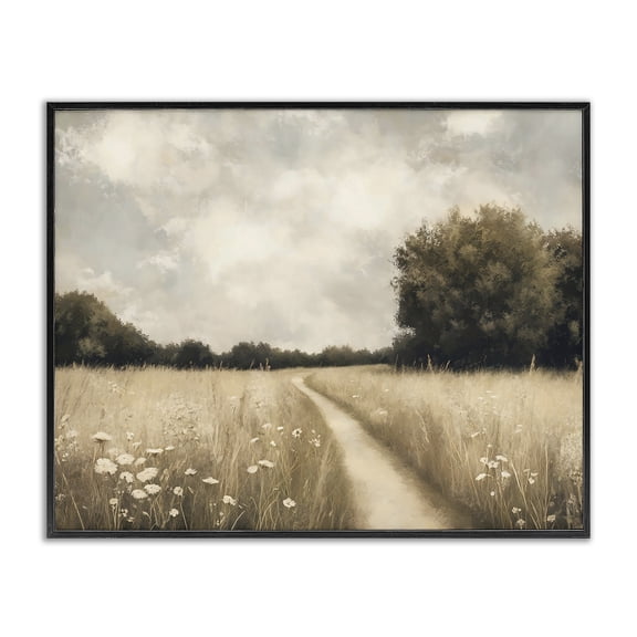 Stupell Industries Traditional Journey Through Wildflowers in Meadow Black Framed Giclee Art, 14 x 11, by Creative Studio