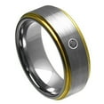 thumbnail image 1 of Custom Personalized Engraving Wedding Band Ring Set for Him & Her - 8mm Brushed Finish Stepped Edge, 1 of 6