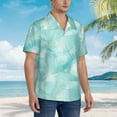 thumbnail image 3 of Honeii Blue Marble Print Men’s Hawaiian Shirt,Classic Button-Down Short Sleeve Shirt, for Beach, Vacation, and Outdoor Activities,Large, 3 of 7