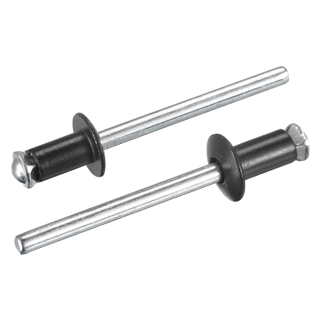 Unique Bargains 5mm x 8mm Aluminum Open End Flat Round Head Blind Rivets, Black 25 Pack