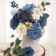 thumbnail image 3 of 3X Fake Dusty Blue Peony Flowers Combo for DIY Wedding Bridal Bouquets Centerpieces Home Decorations, 3 of 9