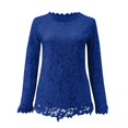 thumbnail image 5 of Sexy Tops for Women Casual Lace Long Sleeve T-Shirt Dressy Summer Round Neck Shirts Fashion Solid Soft Lightweight T Shirts 2026 Trendy Vacation Blouses Slim Fit for Leggings Tees Going Out Top, 5 of 5