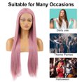 thumbnail image 6 of Unique Bargains Lace Front Wigs for Women 24" Pink Purple Long Straight Hair with Wig Cap, 6 of 6