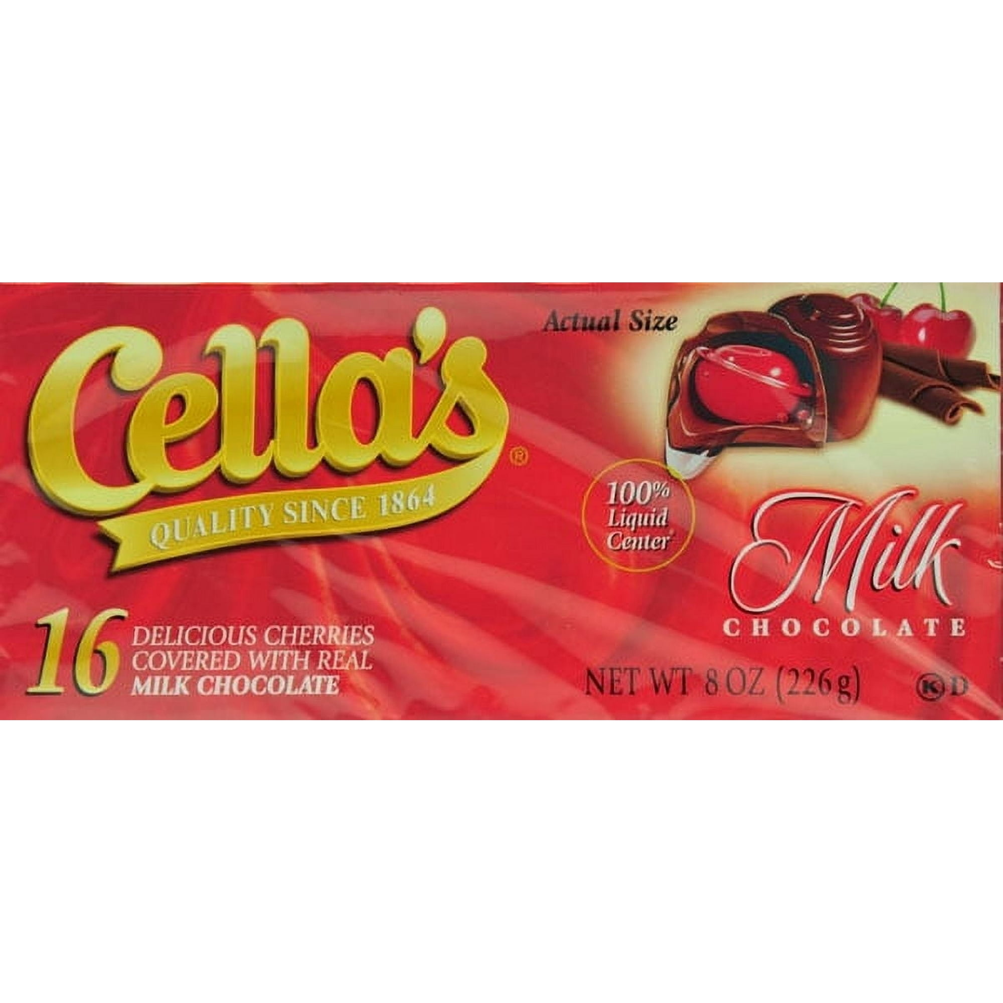(4 pack) Cella s Chocolate Covered Cherries 8 oz Peanut Free Gluten-Free Contains Milk and Soy.