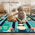 thumbnail image 4 of ODIKA 8'x10' Washable Area Rug Non-Shedding, Easy Care, Striped Coral Reef Starfish Seashell Border Nautical Motifs Marine Flowing for King Size Bedroom Under Bed, Master Suite, 4 of 7