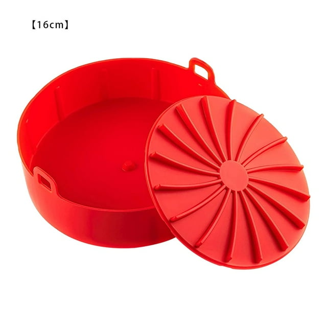 Air Fryer Pot Silicone 2-in-1 Household Baking Air Fryer Pan Basket with Removable Base Small