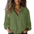 thumbnail image 2 of Tittly Womens Shirts Long Sleeve Shirts for Women Womens Cotton Linen Button Down Shirt Spring Casual Long Sleeve Solid Color Shirts Loose Work Tops Button Down Shirts Tshirts Shirts AG L, 2 of 3