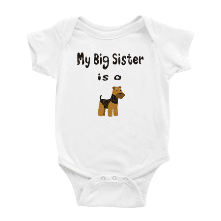 

My Big Sister Is A Welsh Terrier Dog Funny Baby Clothing Bodysuits Boy Girl Unisex