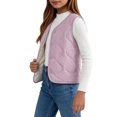 thumbnail image 2 of LUGOGNE Boys Girls Quilted Vest Button Front Sleeveless V Neck Lightweight Padded Jacket with Wave Stitching Kids Everyday Casual Layering Outerwear for Spring Fall School, 2 of 6