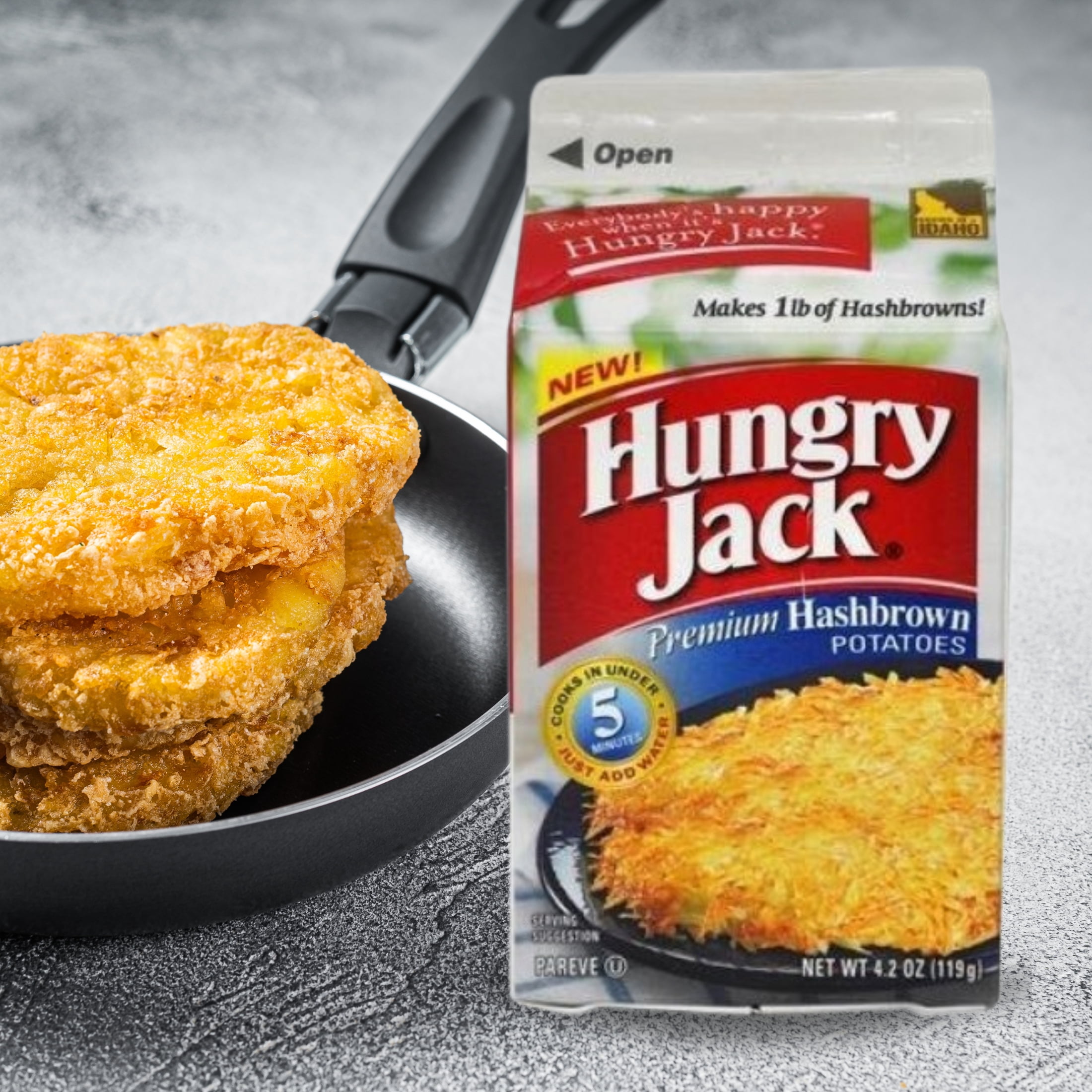Hungry Jack Premium Hashbrown Potatoes 4.2oz Carton bundle of 3