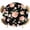 Black, variant on Peach Round Tablecloth 36-44 Inch Round Fitted Table Cloth with Elastic Edge, Spring Floral Green Leaf Botanical Pink Fruit Rustic Waterproof Table Cover Protector for Outdoor Picnic Party Dining