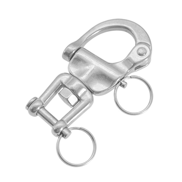 Swivel Eye Snap Hook Shackles Stainless Steel for Rigging, Water Sports, Halyard, Boat Accessories, Sailing Fork Type, Size: 70 mm