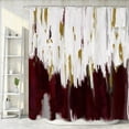 thumbnail image 2 of Burgundy Shower Curtain, Gray Gold Graffiti Ombre Fabric Kids Bath Curtain, Chic Modern Abstract Brush Strokes Oil Painting Restroom Decor Bathroom Accessories with Hooks, 72X72in, 2 of 5