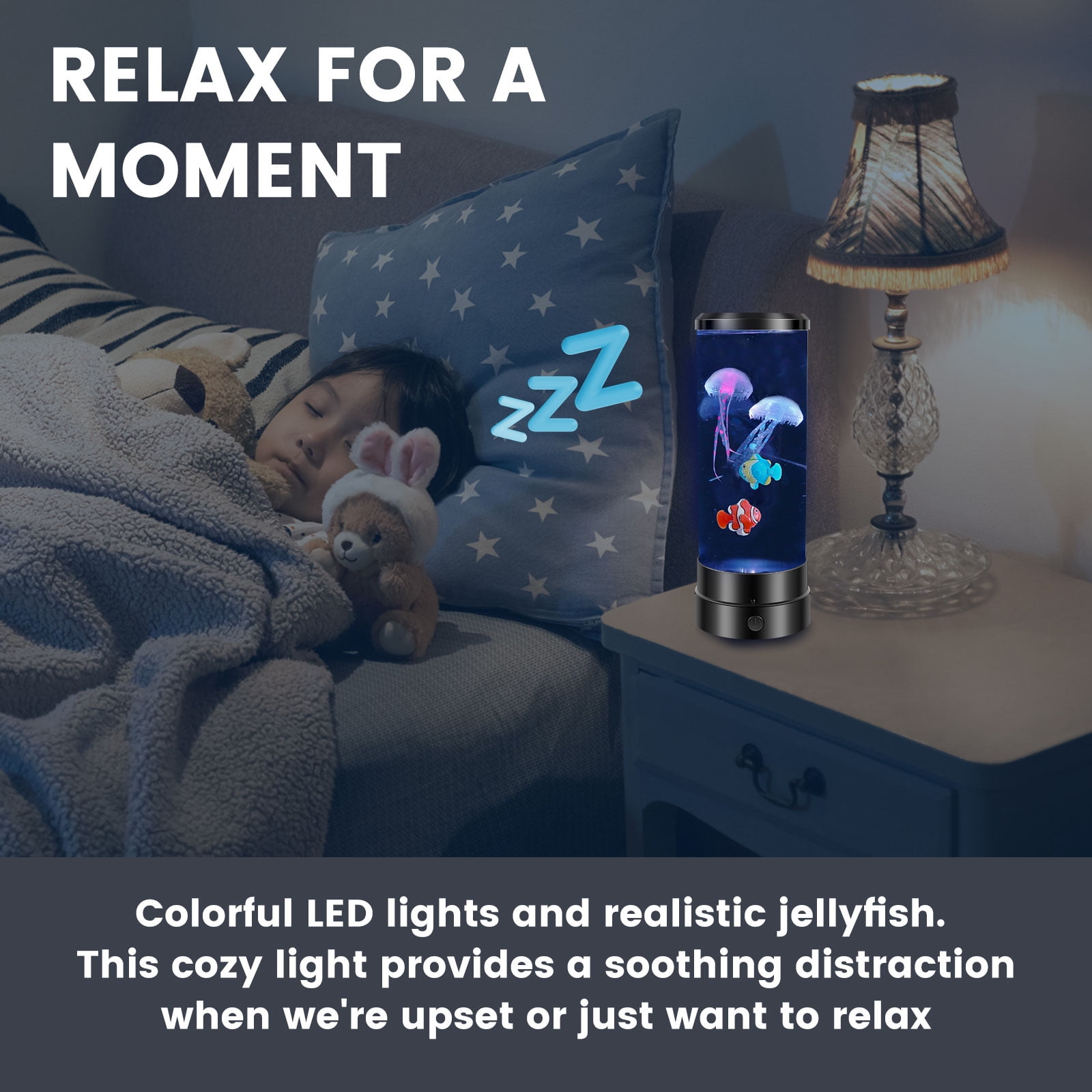 LED Jellyfish Lamp Aquarium Lights With 7 Colors Changing USB/Battery Operated Jellyfish Night Light Fantasy Jellyfish Lamp Realistic Jellyfish Tank Mood Lights For Living Room Bedroom Decor - View #3