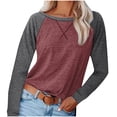thumbnail image 1 of Pompotops Blouse Décontractée Unie à Manches Longues Col Rond pour Femmes, 1 of 5