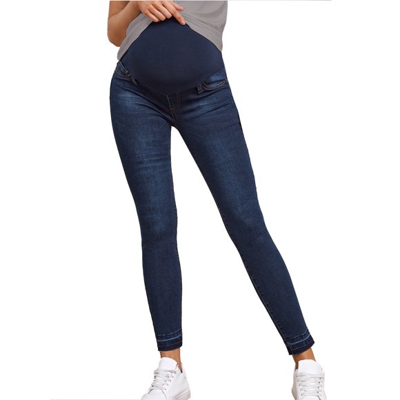 FAIWAD Women's Maternity Jeans Over the Belly Slim Stretchy High Waist Denim Pants with Pockets, 1