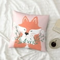 thumbnail image 4 of LNWH Decorative Pillow Covers, Cartoon Pink Fox Square Sofa Decorative Knit Pillow Case, 22"x22", 4 of 8