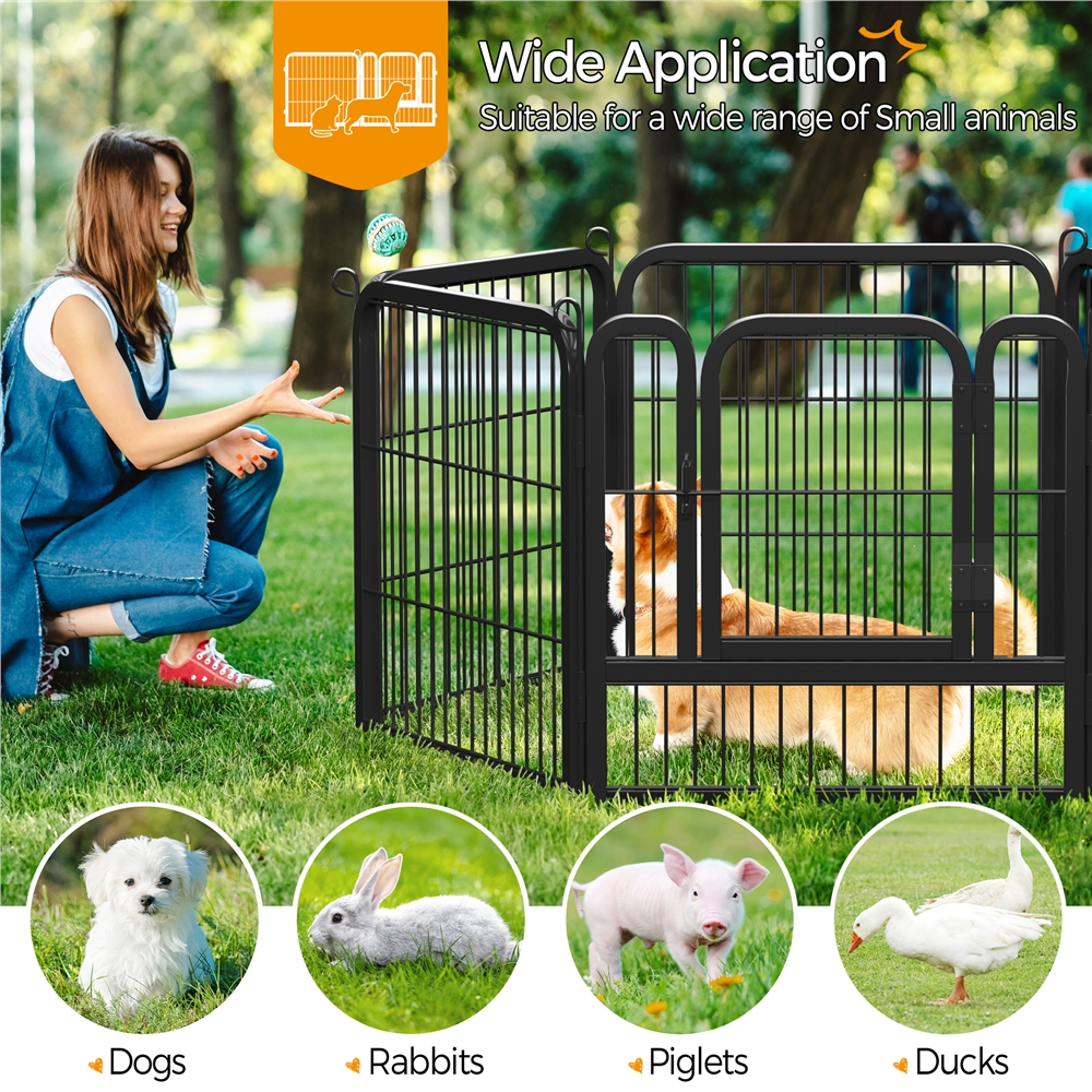 Alden Design 16 Panels Metal Heavy Duty Dog Playpen with Door, Black