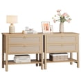 thumbnail image 3 of Rattan Night Stand Set of 2, Boho Night Stand with 2 Rattan Drawers, Large Bedside Table Side Table with Open Storage Shelf, Farmhouse Nightstand for Bedroom Living Room, 3 of 8
