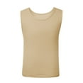 thumbnail image 2 of BRGZLK Girls Active Dry Fit Tank Top Summer Trendy Solid Mesh Inner Layer Loose Round Neck Sleeveless Running Sports Camisoles Khaki 9-13 Years, 2 of 3