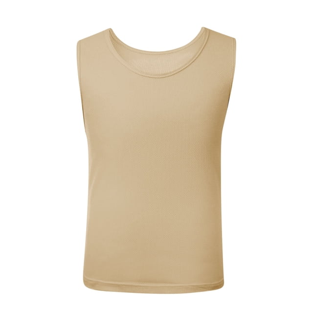 Girls Tank Tops Flowy Loose Fit Side Split Sleeveless Shirts Basic Casual Summer Tunic Tops Khaki 9-13 Years