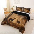 thumbnail image 2 of Castle Fairy Rustic Wood Plank Deer Full Size Comforter Sets 3-Piece for Boys,Fall Jungle Animal Bedding Comforter Set,Sepia Brown Black,Black Reversible,1 Comforter and 2 Pillowcases, 2 of 6