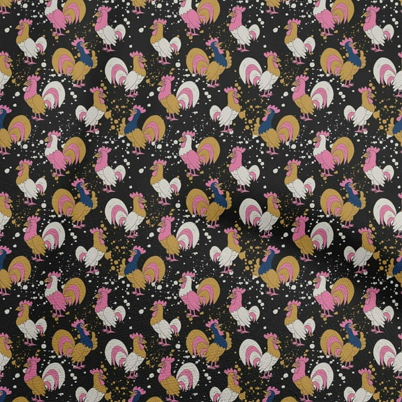 oneOone Polyester Spandex Black Fabric Birds Rooster Craft Projects Decor Fabric Printed By The Yard 56 Inch Wide