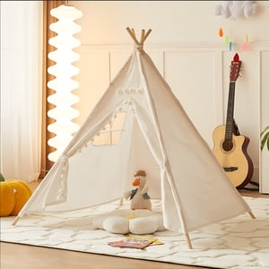 Keyahappy Teepee Play Tent, Pompom Design, Off-White