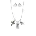 thumbnail image 3 of Silvertone Sing Silver Tone Cross and Bunny Necklace and Earrings Set, 3 of 5