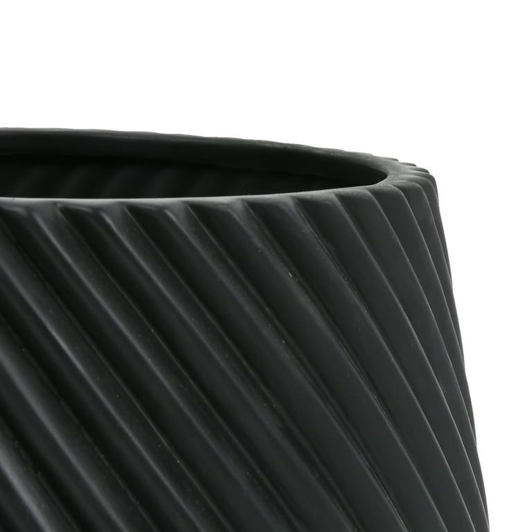 Better Homes & Gardens Black Ceramic Ridge Planter, 8