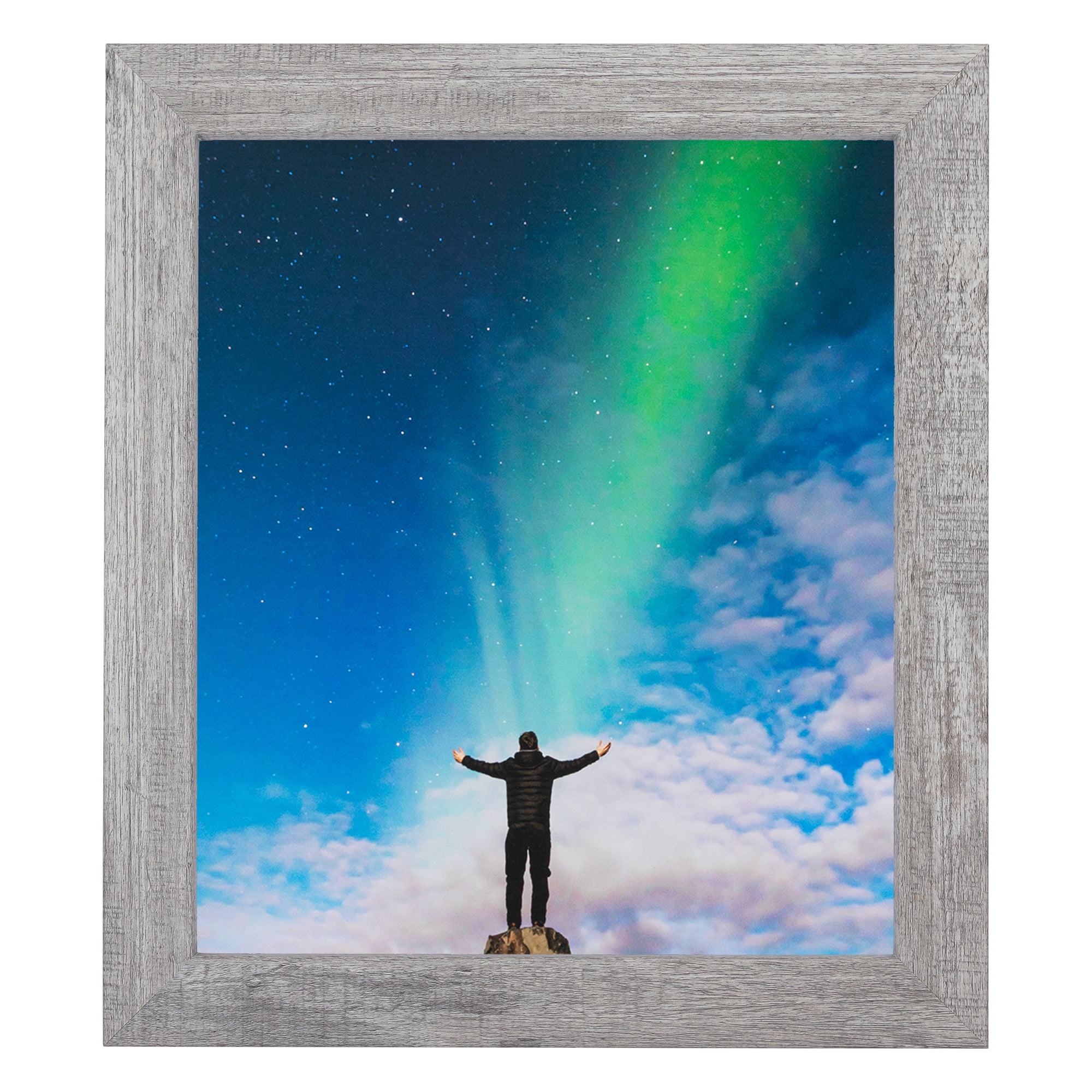 ArtToFrames 16" x 20" Winter White Barnwood 1.5 Inch Picture Frame, 16x20 inch Brown MDF Poster Frame (WOM-4661),  Pack