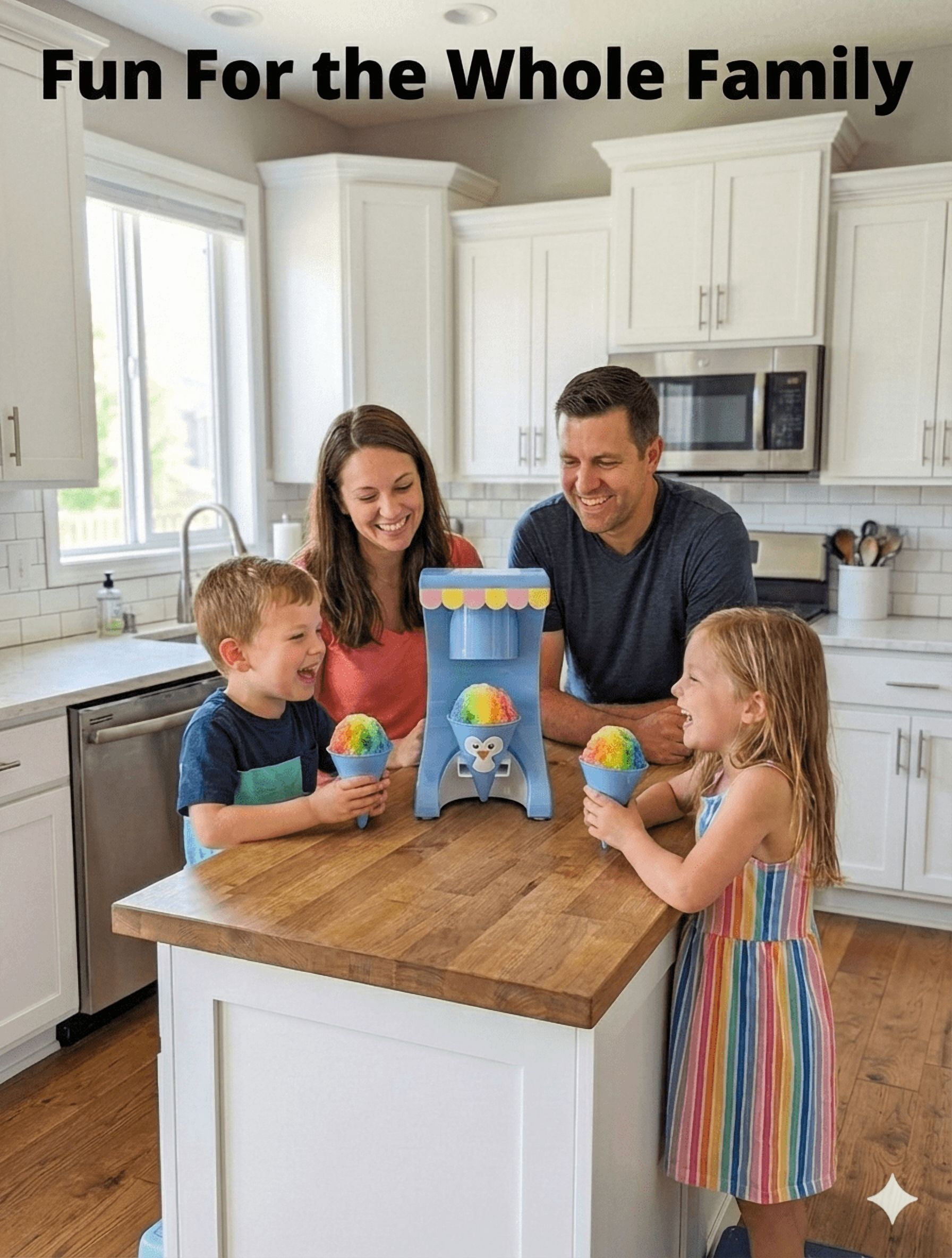 Penguin Electric Snow Cone Machine for Kids and Home, Countertop Shaved Ice Maker, Uses Regular Ice Cubes, Makes Slushies