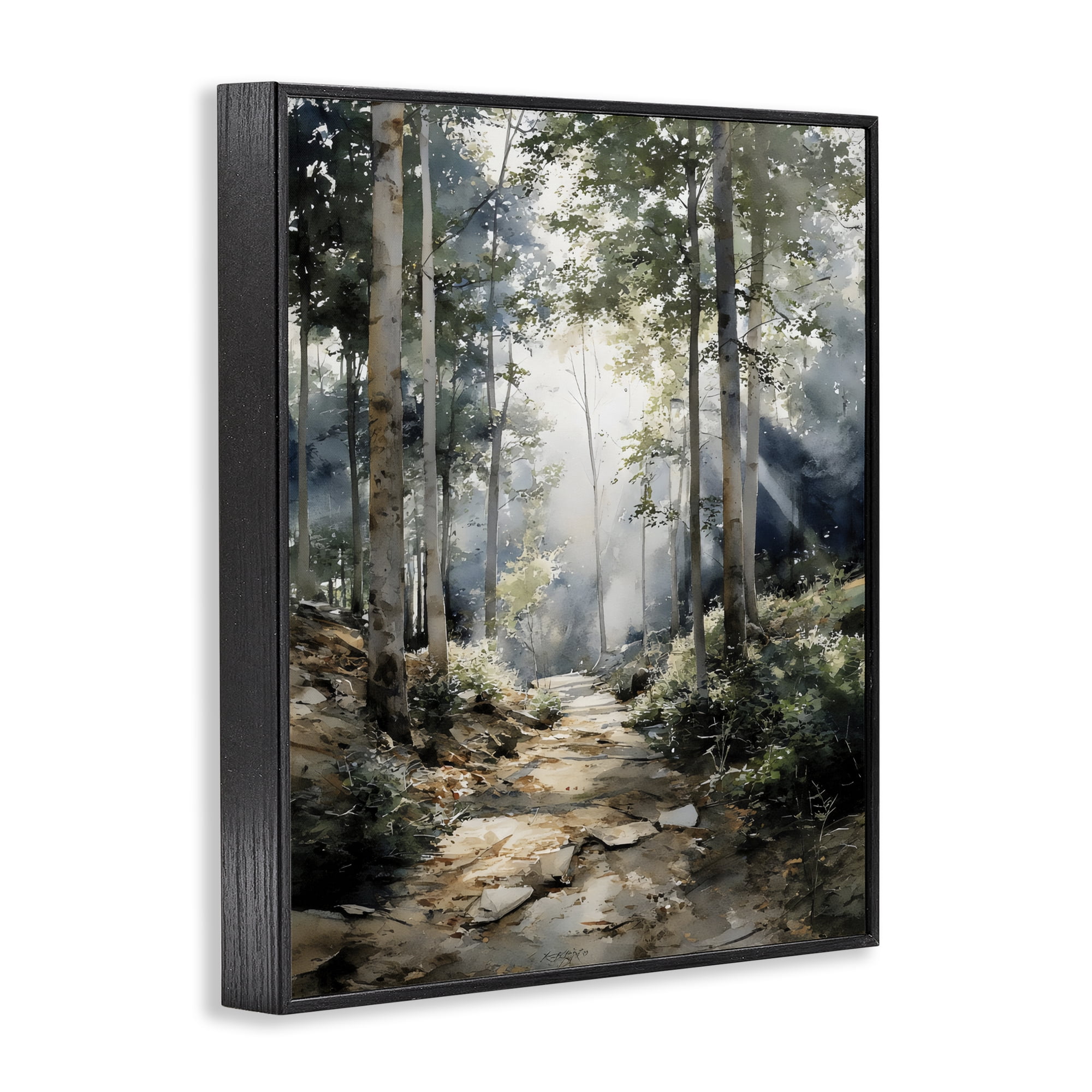 Stupell Industries Through The Woods Pathway Black Framed Giclee Art, design by Franklyn Gregory