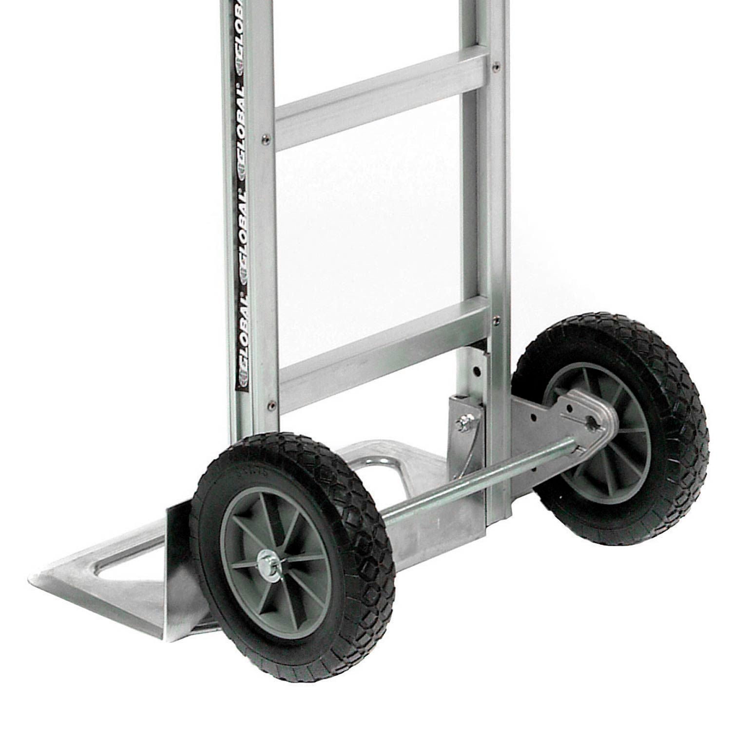 Global Industrial 168263 Aluminum Hand Truck with Pin Handle - Mold-On Rubber Wheels, Gray