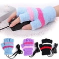 thumbnail image 1 of Gants Chauffants USB d'Hiver pour Femmes, Gants Chauds Sans Doigts (Violet), 1 of 5