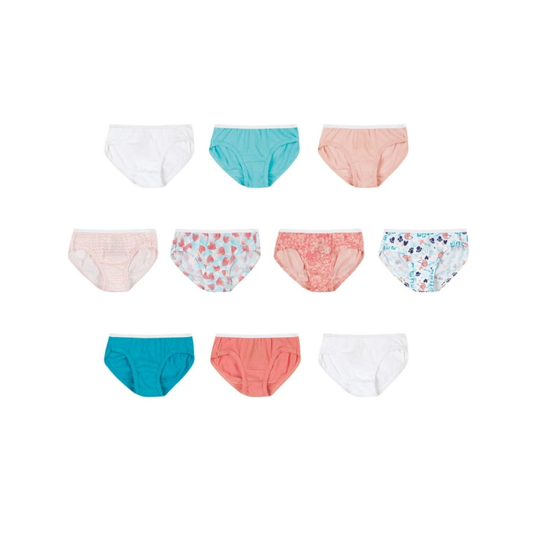 Hanes Girls' Cotton Hipster Underwear, Assorted, 10-Pack