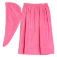 thumbnail image 2 of Robe de Bain Douce pour Femme avec Bonnet de Séchage Rapide (Rose Rouge), 2 of 2