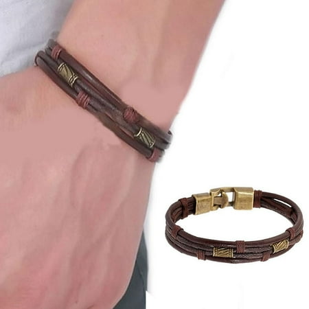 All Listings Our men's leather bracelets come in a variety of styles such as thin, thick, wrap bracelet styles, black and brown and more. Try our Scott Kay leather bracelets that feature the newest pit bull designs, Star of David styles, and leather cross designs.