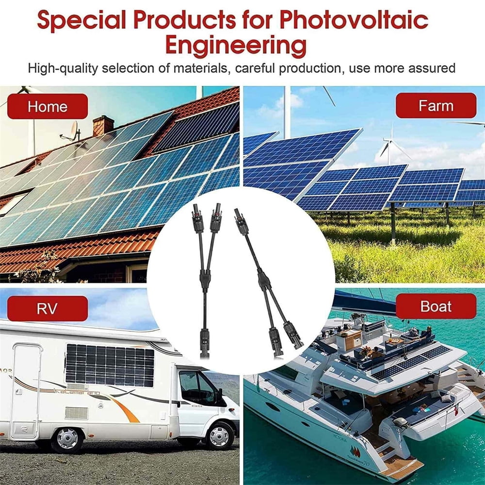 1 Pack Solar Panel Y Branch Cable Connection Waterproof Adapter Connector Extension USA