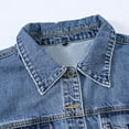 thumbnail image 3 of Roncen Women's Spring Autumn Denim Jacket - Solid Color Collarless Long Sleeve Coat - Casual Button-Up Lightweight Outerwear with Front Pocket Design, 3 of 7