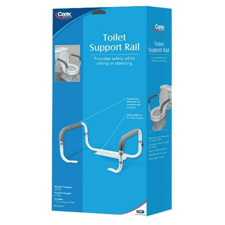 Carex Steel Toilet Support Rail with Adjustable Legs and Handles for Seniors, 300 lb Capacity