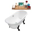 thumbnail image 2 of 67" Cast Iron R5061BL-CH Soaking Clawfoot Tub and Tray with External Drain in Polished Chrome and Matte Black Clawfeet, 2 of 9