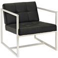 thumbnail image 1 of Hawthorne Collections Chaise d'Appoint Moderne en Acier Inoxydable et Vinyle Noir, 1 of 4
