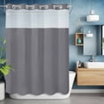 thumbnail image 6 of No Hook Grey Pure Color Shower Curtain with Snap in Liner Set, Aesthetics Contemporary Luxury Waterproof Fabric Bathroom Curtains with See Through Top Window, Hotel Style Modern 60 x 72 Inch, 6 of 9