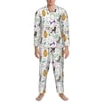 thumbnail image 3 of Fuzoiu Colorful Poodle Dog Print Men's Long-Sleeved Pajama,Lounge Button Down Nightwear,Mens Notch Collar Pajama Set -X-Large, 3 of 7